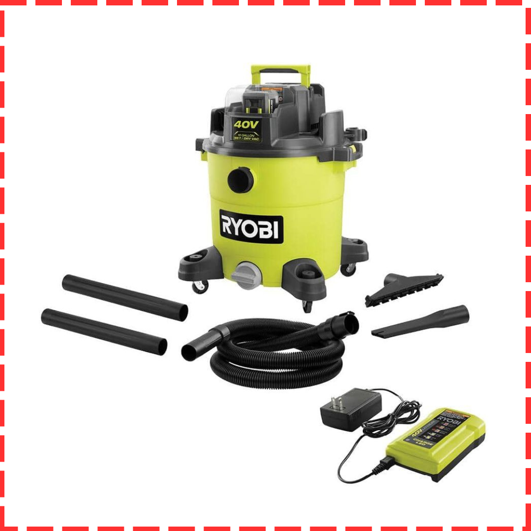 BEST BATTERY-POWERED SHOP VAC Ryobi 40V 10-Gallon Shop Vac