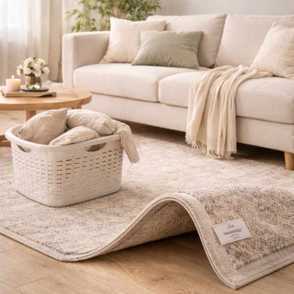 Washable sofa covers and rugs that make home cleaning easier and low maintenance.