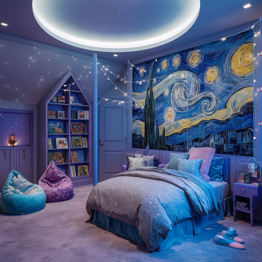 10+ Dreamy Kids Bedroom Ideas for a Magical and Beautiful Space 3 Starry Night Theme