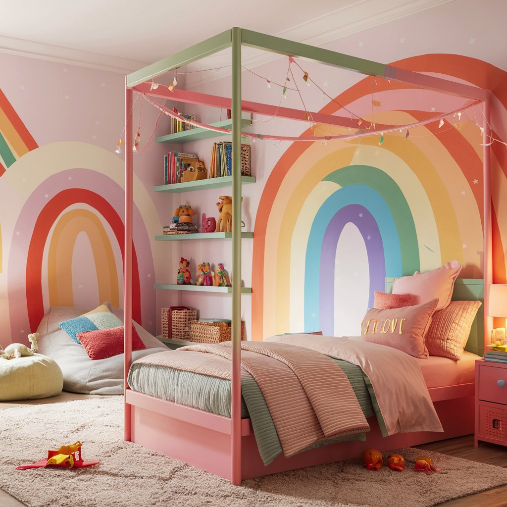 10+ Dreamy Kids Bedroom Ideas for a Magical and Beautiful Space 10 Rainbow Bright Room