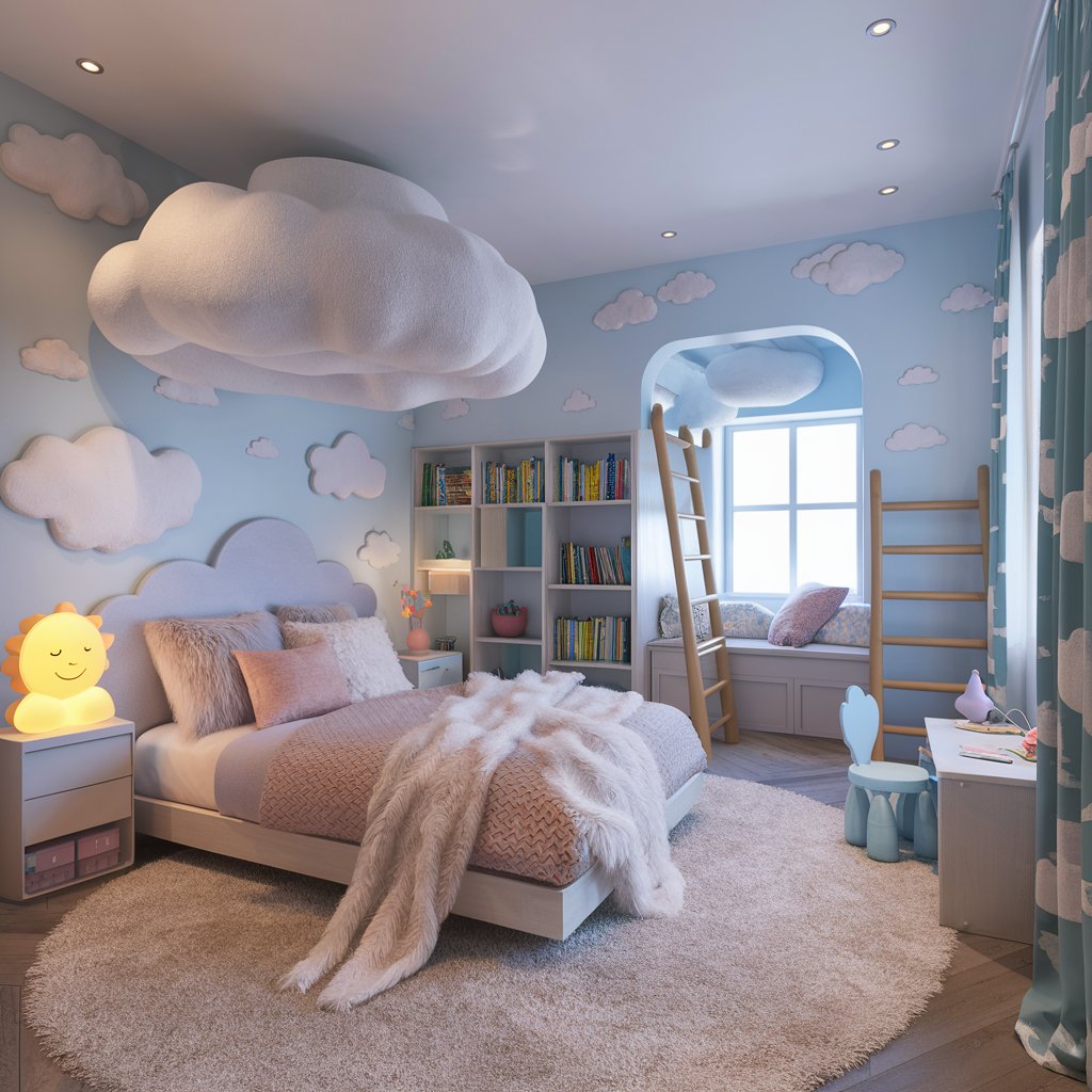 10+ Dreamy Kids Bedroom Ideas for a Magical and Beautiful Space 7 Cloud-Themed Dream Room