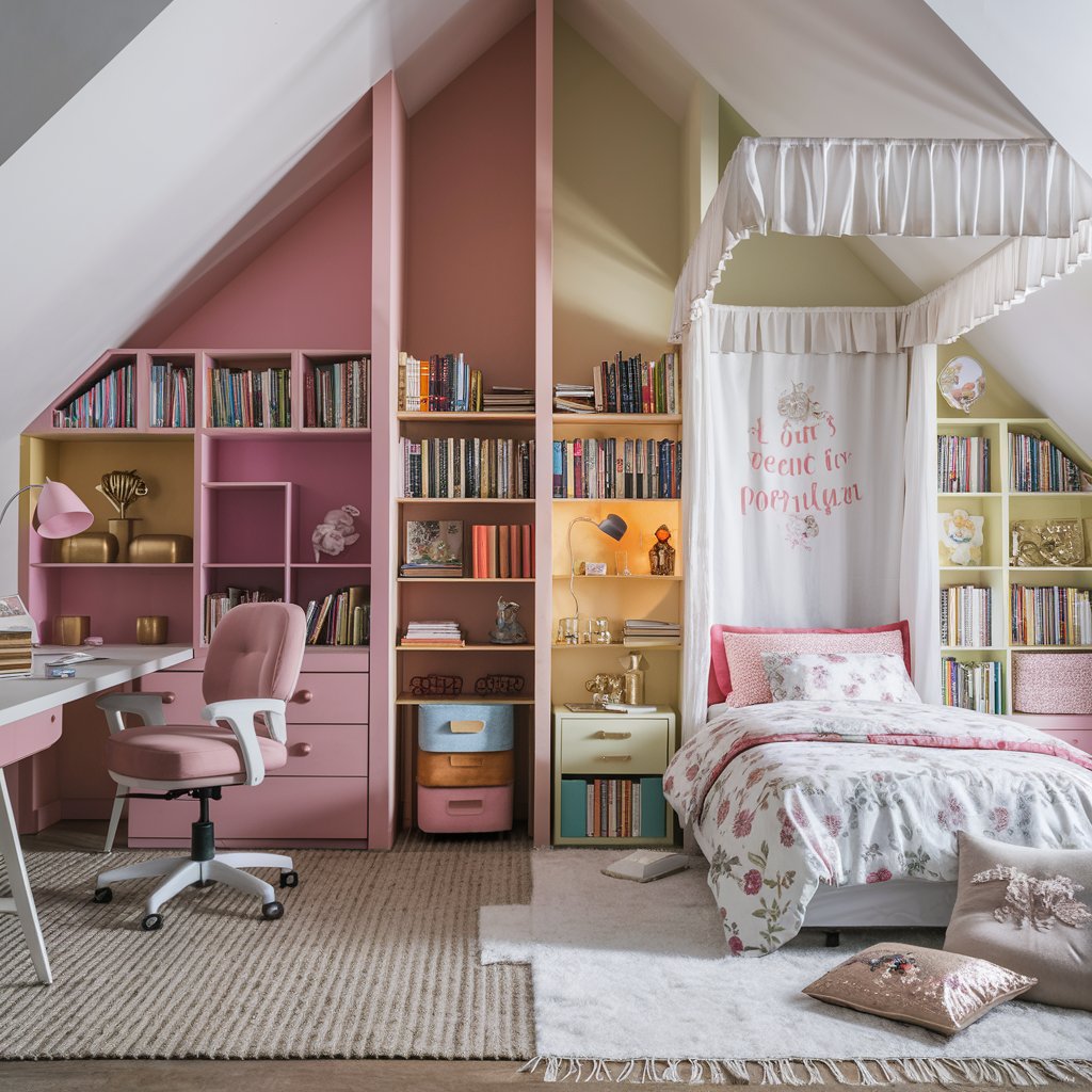 11 Beautiful Girls Bedroom Ideas That Are Easy to Create 3 Study + Bedroom Combo Setup