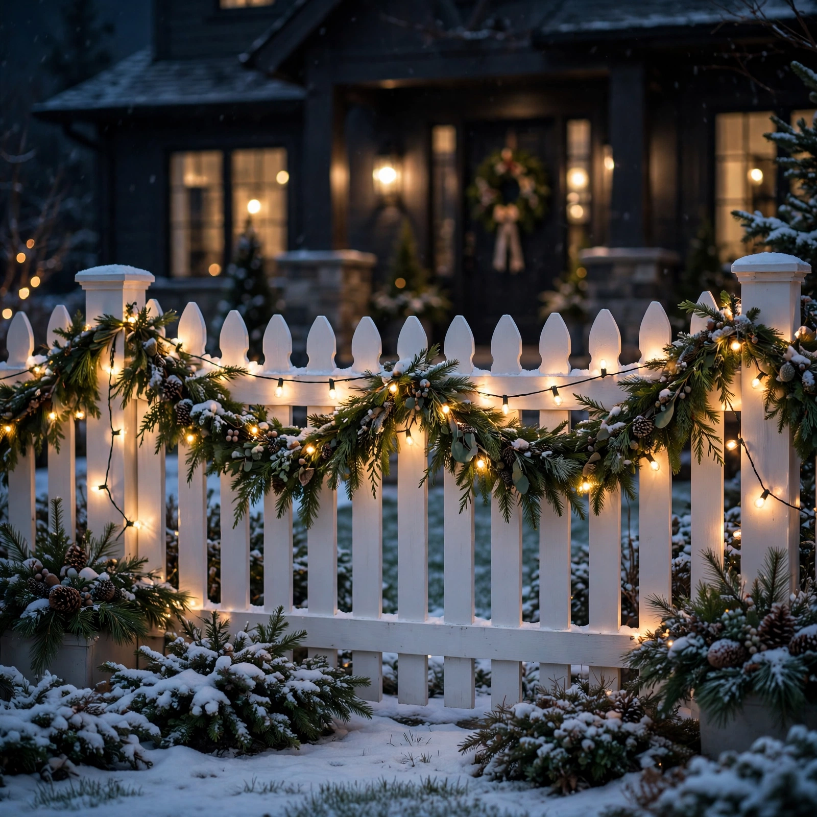 15 Christmas Outdoor Lights Ideas That Dazzle the Neighborhood 10 christmas outdoor lights ideas: white picket fence wrapped with Christmas lights