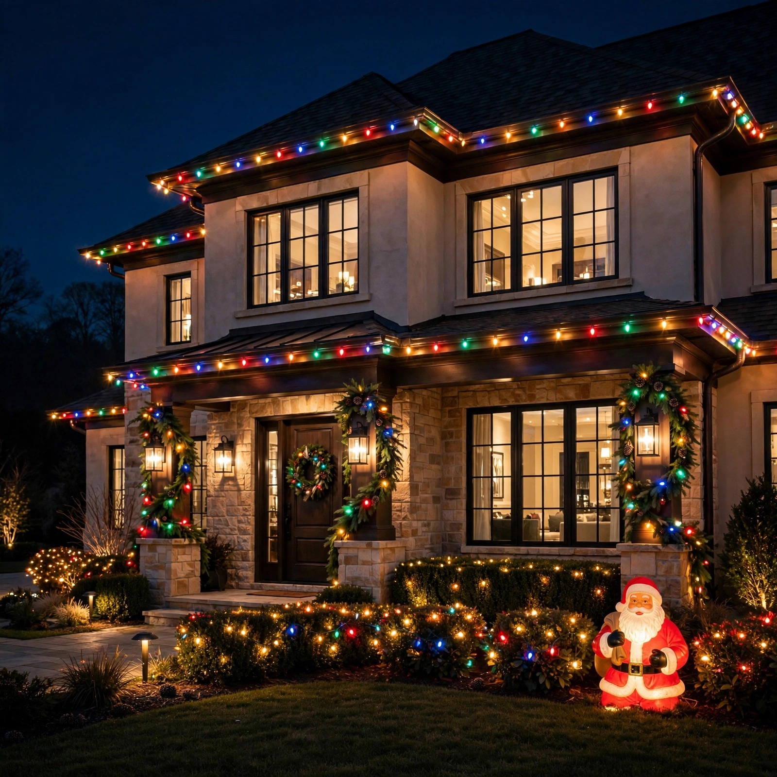 15 Christmas Outdoor Lights Ideas That Dazzle the Neighborhood 14 christmas outdoor lights ideas: house with classic multicolor Christmas lights