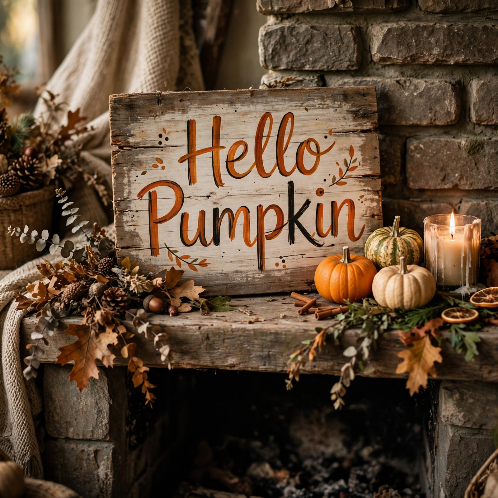 15 Cozy Halloween Decor Ideas That Feel Warm, Not Scary 9 Hand-lettered wooden sign, welcoming non-scary Halloween decor