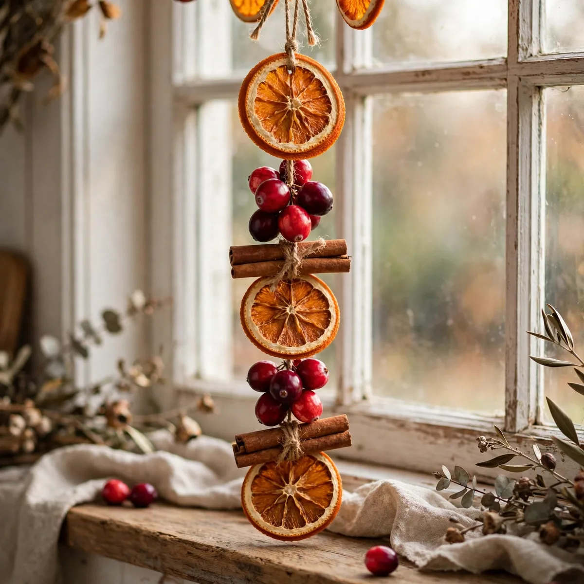 Dried orange and cranberry Thanksgiving garland ideas