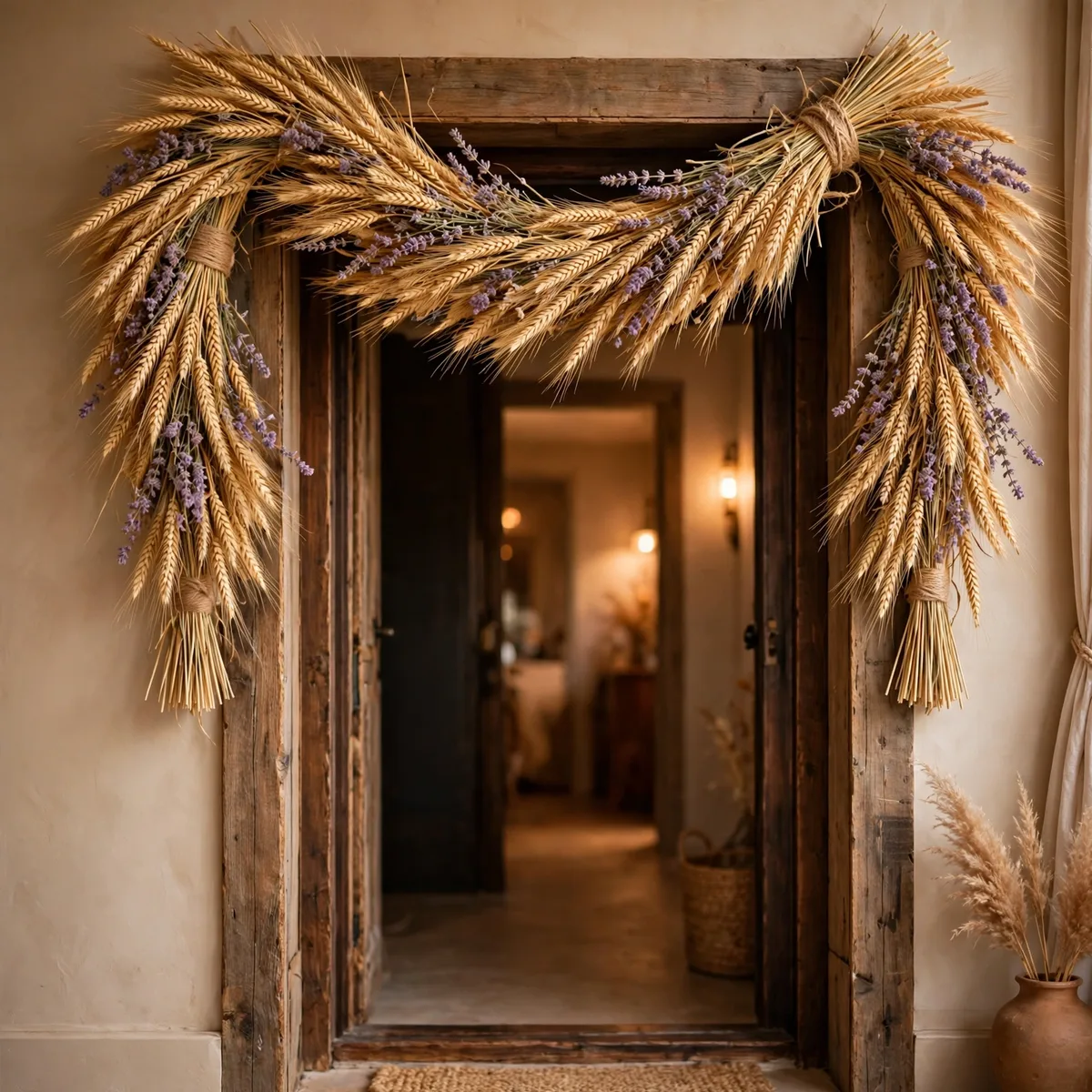Wheat sheaf doorway swag for Thanksgiving garland ideas